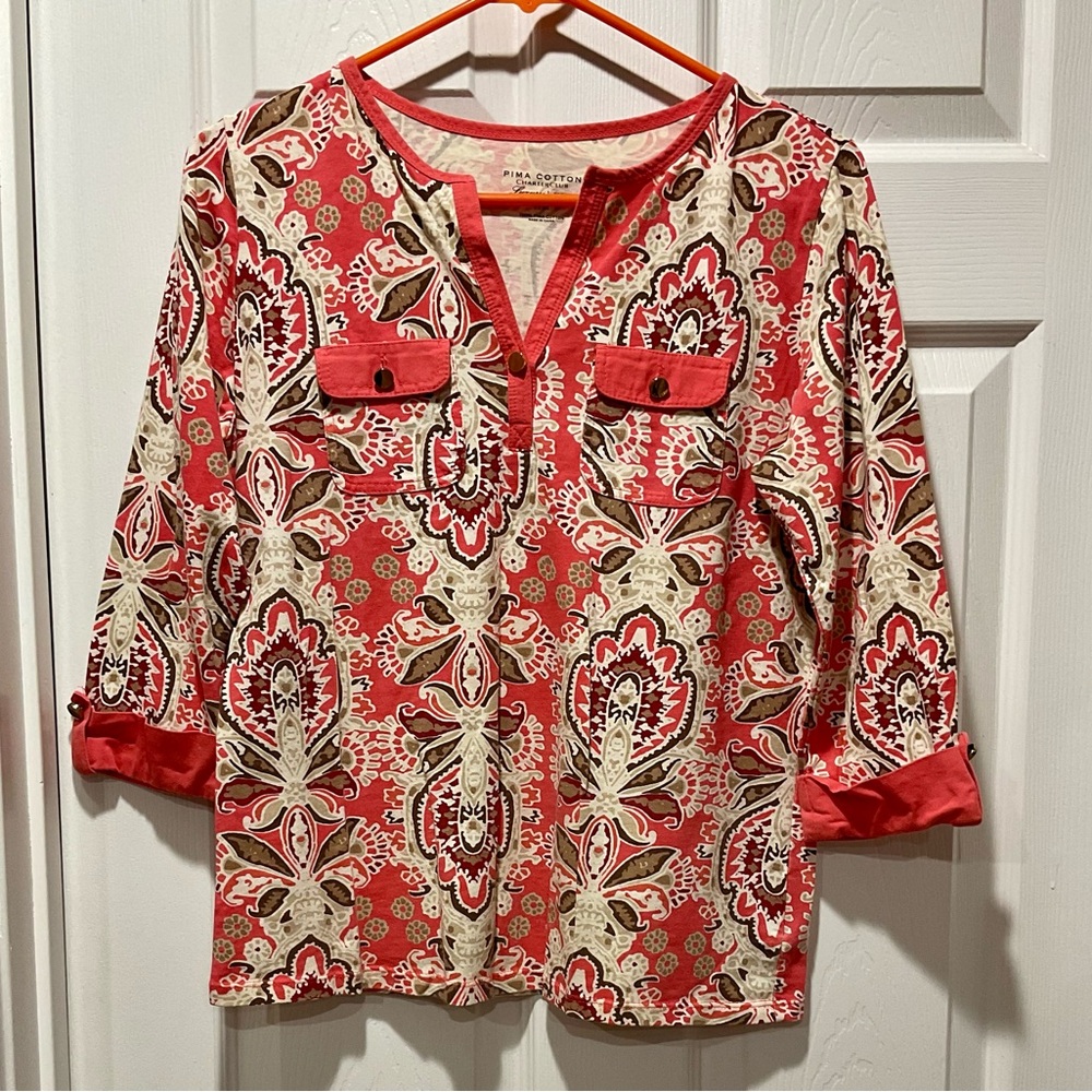 Orange trimmed floral shirt PM